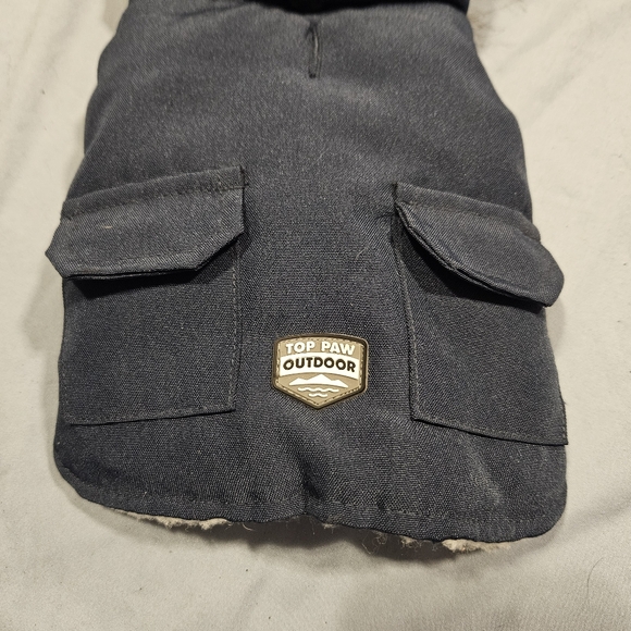 Top Paw dog hooded coat blue fur trim - Picture 10 of 12